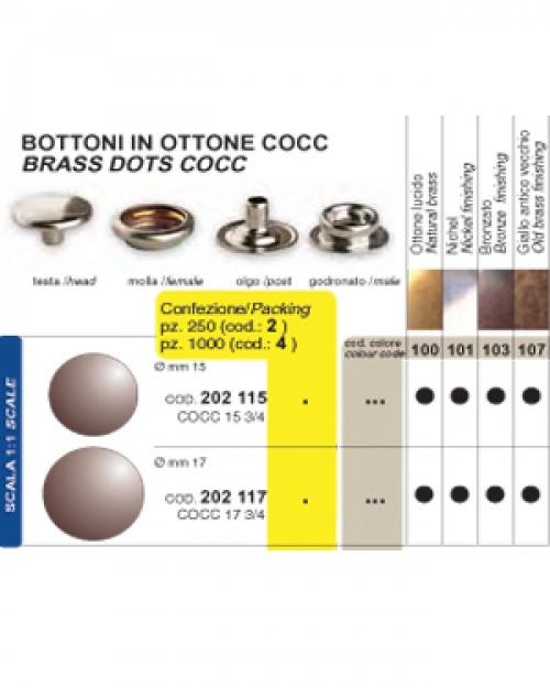 BOTTONI OTTONE - busta 250 pz. NÂ° 17 3/4 - COCC
